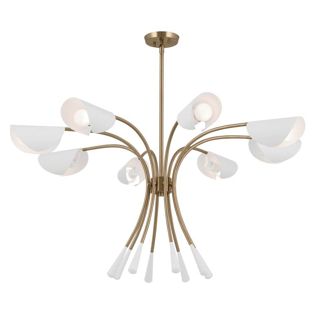 KICHLER 52560CPZWH Arcus 45.5 Inch 8 Light Chandelier in Champagne Bronze with White