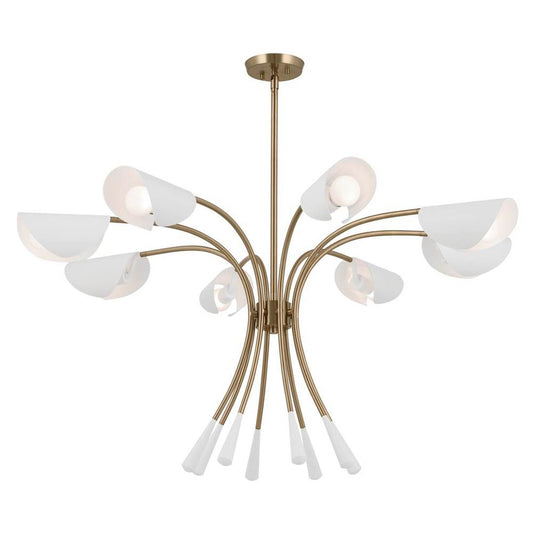 KICHLER 52560CPZWH Arcus 45.5 Inch 8 Light Chandelier in Champagne Bronze with White