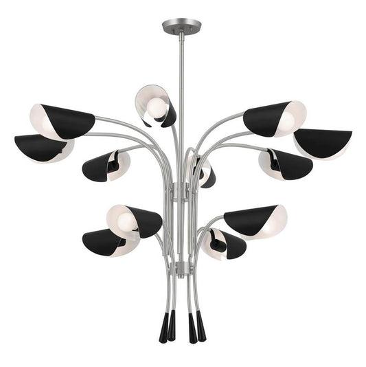 KICHLER 52561SN Arcus 46.25 Inch 12 Light Chandelier in Satin Nickel with Black