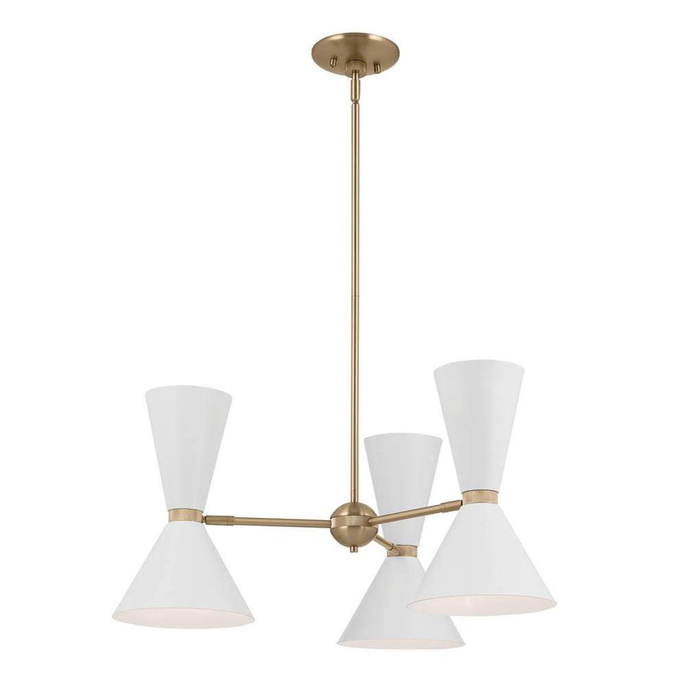 KICHLER 52565CPZWH Phix 30.75 Inch 6 Light Chandelier in Champagne Bronze with White