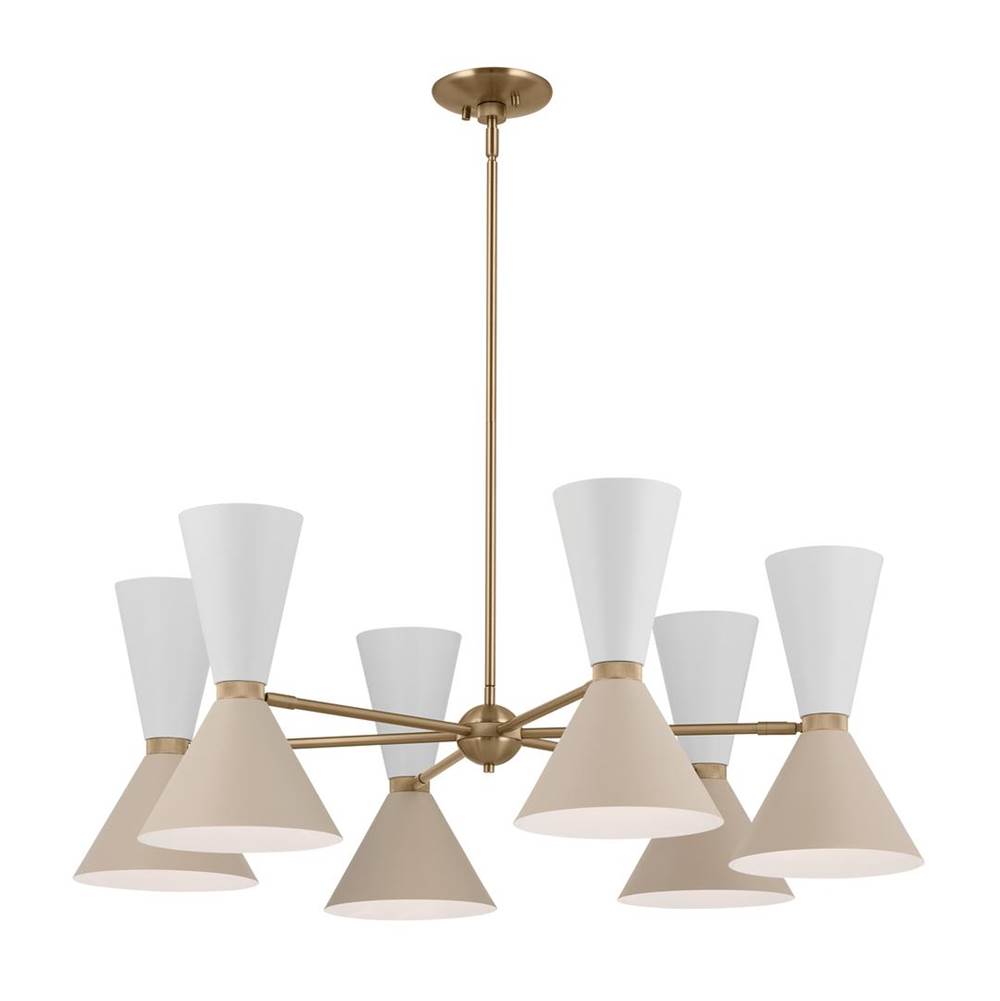 KICHLER 52566CPZGRG Phix 38.75 Inch 12 Light Chandelier in Champagne Bronze with Greige and White