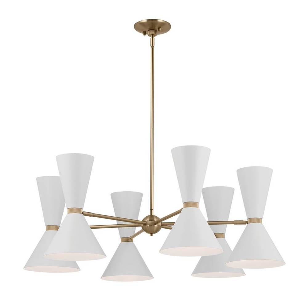 KICHLER 52566CPZWH Phix 38.75 Inch 12 Light Chandelier in Champagne Bronze with White