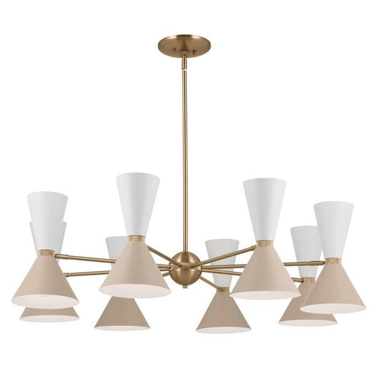 KICHLER 52567CPZGRG Phix 48.75 Inch 16 Light Chandelier in Champagne Bronze with Greige and White