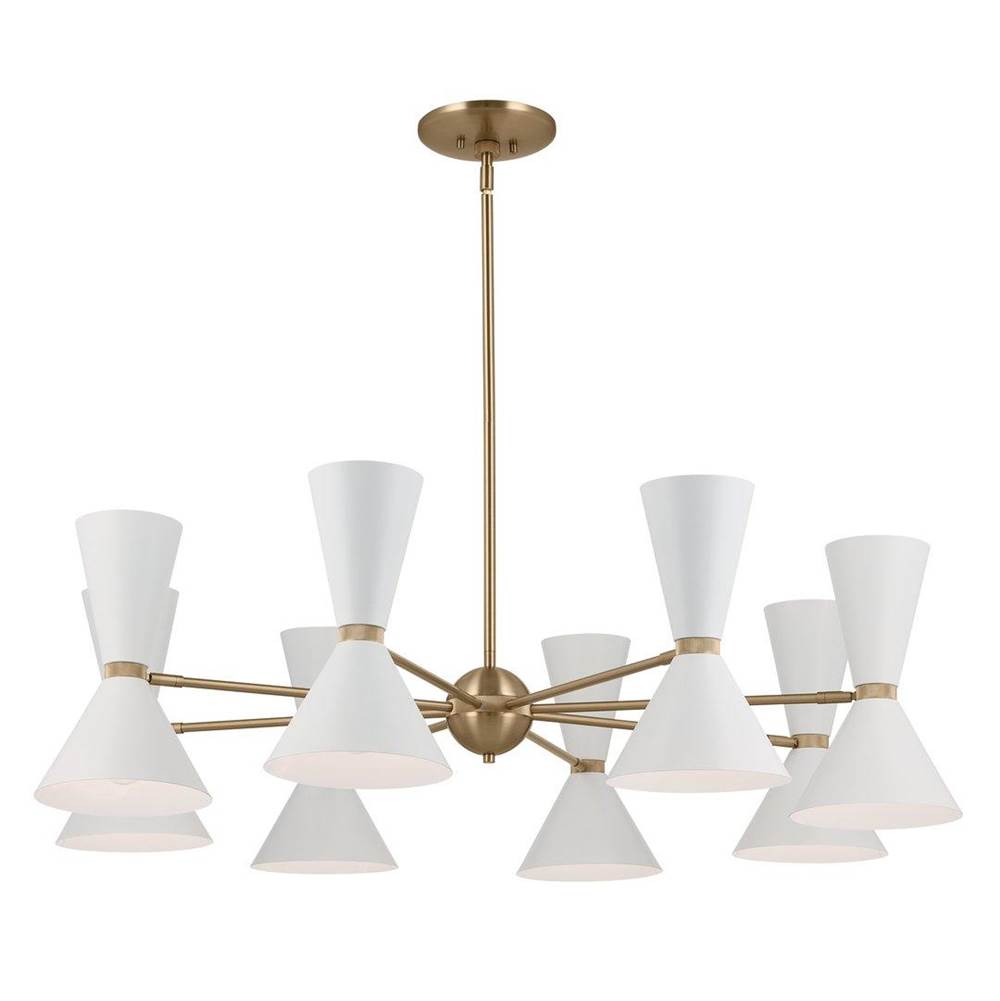 KICHLER 52567CPZWH Phix 48.75 Inch 16 Light Chandelier in Champagne Bronze with White