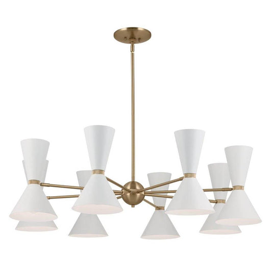 KICHLER 52567CPZWH Phix 48.75 Inch 16 Light Chandelier in Champagne Bronze with White