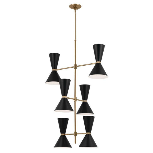 KICHLER 52568CPZBK Phix 50 Inch 12 Light Foyer Chandelier in Champagne Bronze with Black