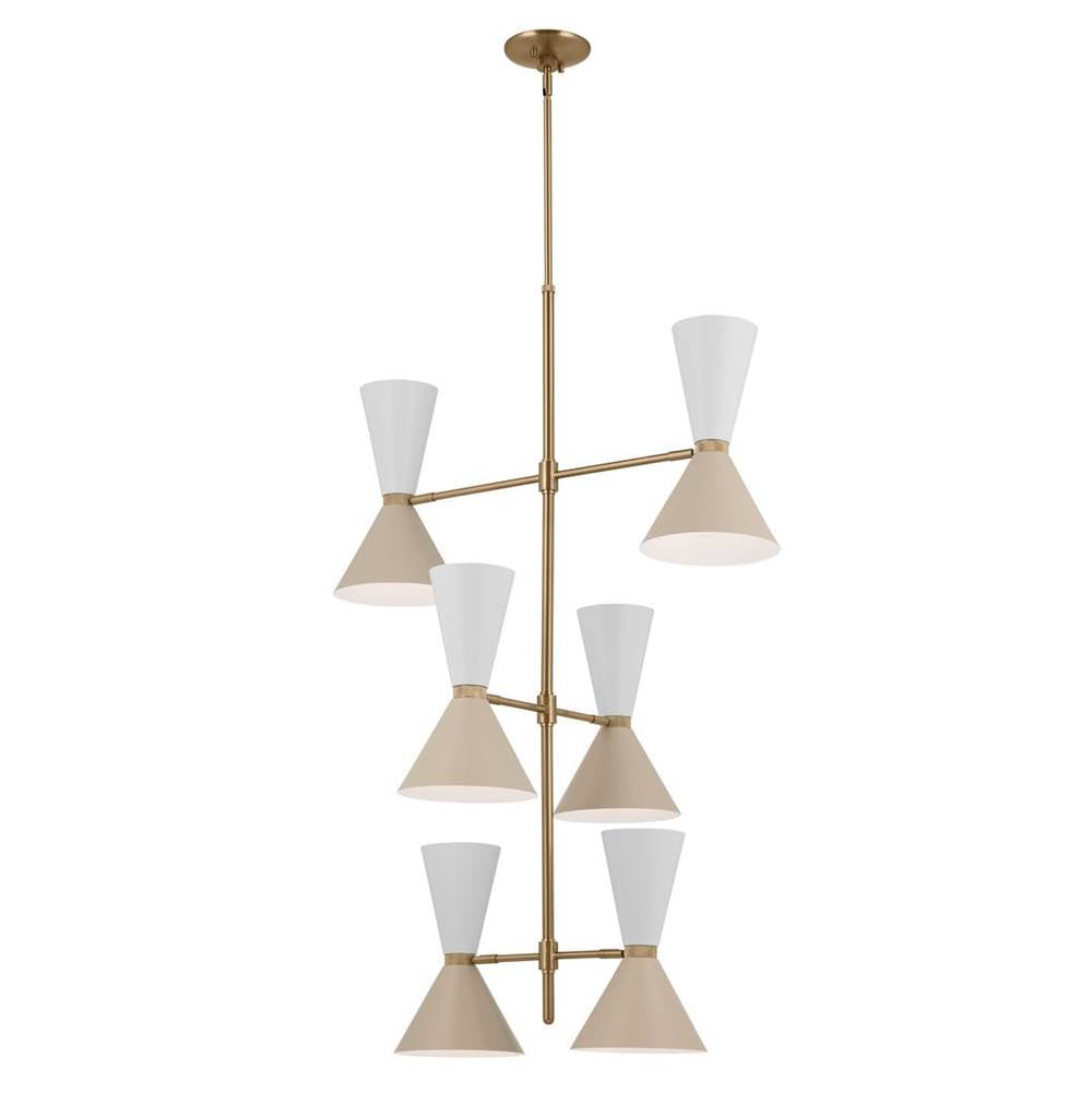 KICHLER 52568CPZGRG Phix 50 Inch 12 Light Foyer Chandelier in Champagne Bronze with Greige and White