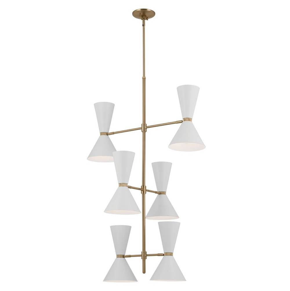 KICHLER 52568CPZWH Phix 50 Inch 12 Light Foyer Chandelier in Champagne Bronze with White