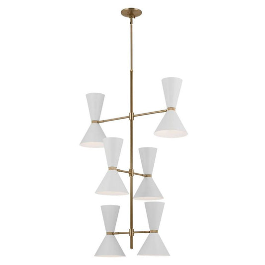 KICHLER 52568CPZWH Phix 50 Inch 12 Light Foyer Chandelier in Champagne Bronze with White