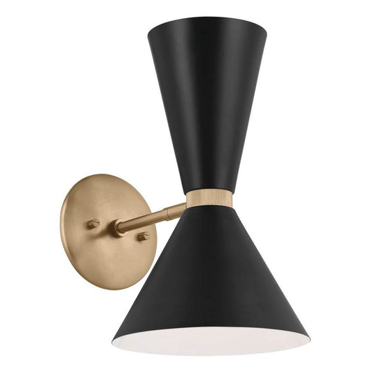 KICHLER 52570CPZBK Phix 13.5 Inch 2 Light Wall Sconce in Champagne Bronze with Black