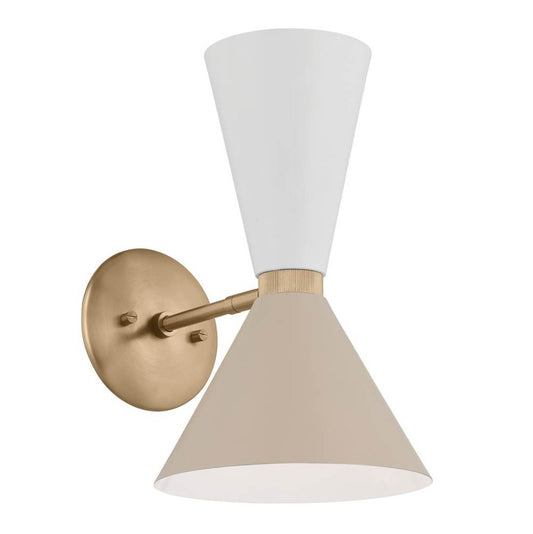 KICHLER 52570CPZGRG Phix 13.5 Inch 2 Light Wall Sconce in Champagne Bronze with Greige and White
