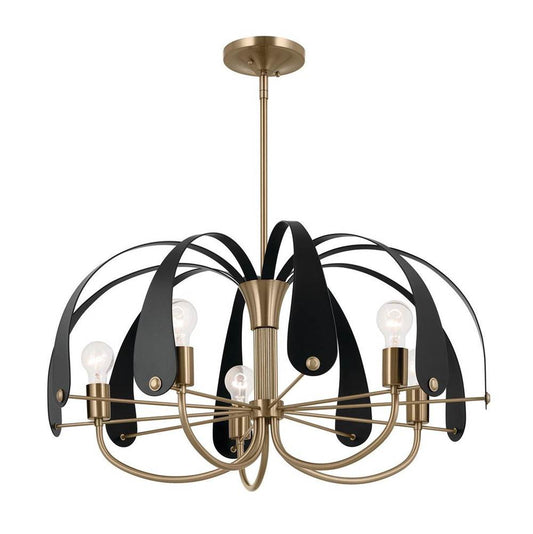 KICHLER 52572CPZ Petal 31 Inch 5 Light Chandelier in Champagne Bronze with Black or White