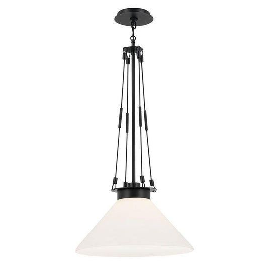 KICHLER 52581BK Albers 18.25 Inch 1 Light Pendant with Opal Glass in Black