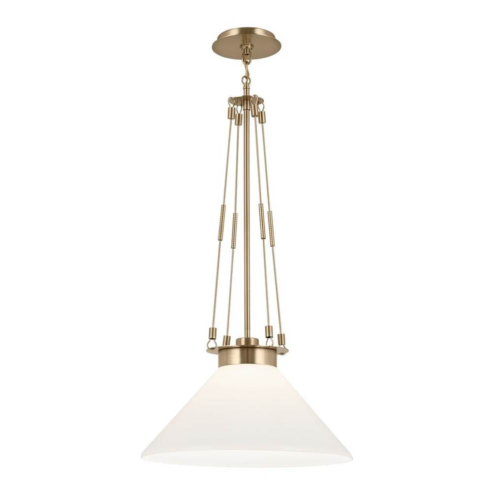 KICHLER 52581CPZ Albers 18.25 Inch 1 Light Pendant with Opal Glass in Champagne Bronze