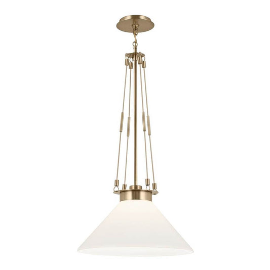 KICHLER 52581CPZ Albers 18.25 Inch 1 Light Pendant with Opal Glass in Champagne Bronze