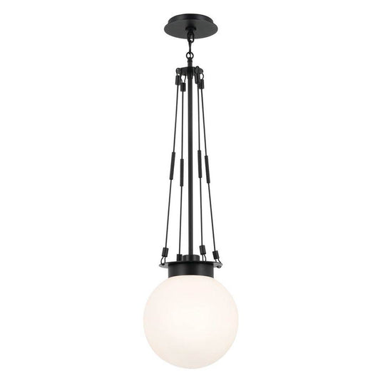 KICHLER 52582BK Albers 10.5 Inch 1 Light Pendant with Opal Glass in Black