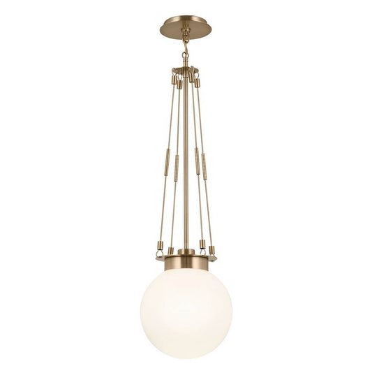 KICHLER 52582CPZ Albers 10.5 Inch 1 Light Pendant with Opal Glass in Champagne Bronze