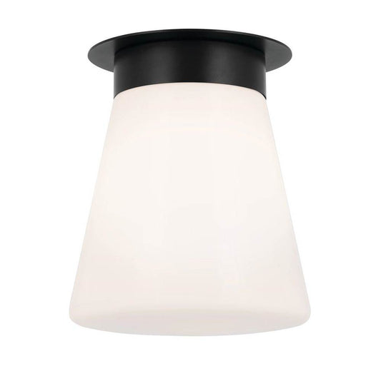 KICHLER 52585BK Albers 8.5 Inch 1 Light Flush mount with Opal Glass in Black