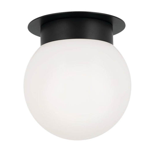 KICHLER 52586BK Albers 8.0 Inch 1 Light Flush mount with Opal Glass in Black