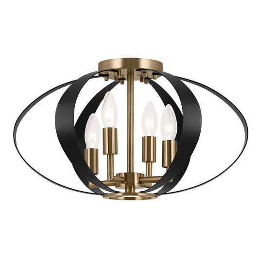 KICHLER 52588CPZ Cecil 17.75 Inch 4 Light Oval Flush Mount in Champagne Bronze and Black