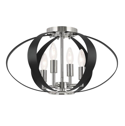 KICHLER 52588PN Cecil 17.75 Inch 4 Light Oval Flush in Polished Nickel and Black