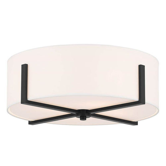 KICHLER 52594BK Malen 20 Inch 4 Light Flush Mount with White Fabric Shade in Black