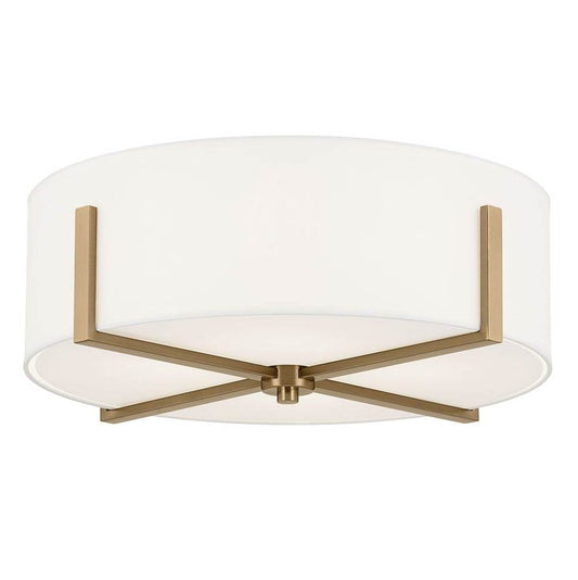 KICHLER 52594CPZ Malen 20 Inch 4 Light Flush Mount with White Fabric Shade in Champagne Bronze