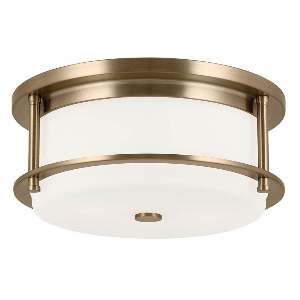 KICHLER 52595CPZ Brit 12 Inch 2 Light Flush Mount with Satin Etched Cased Opal Glass in Champagne Bronze