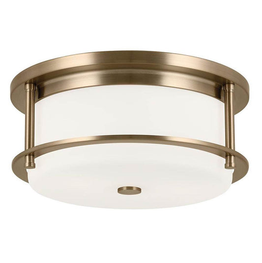 KICHLER 52595CPZ Brit 12 Inch 2 Light Flush Mount with Satin Etched Cased Opal Glass in Champagne Bronze