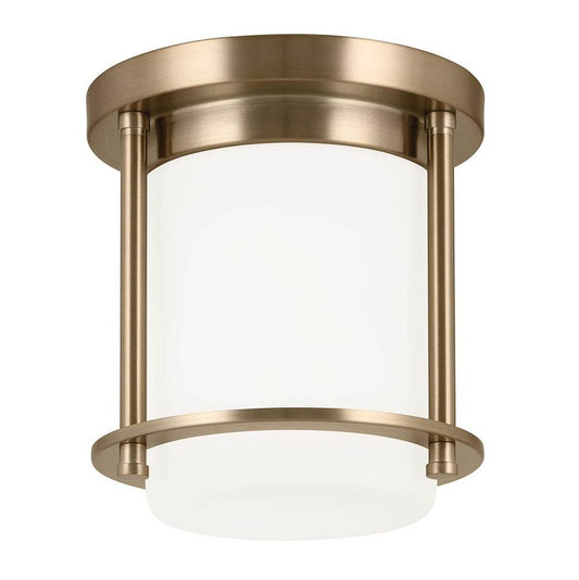 KICHLER 52596CPZ Brit 7.25 Inch 1 Light Flush Mount with Satin Etched Cased Opal Glass in Champagne Bronze