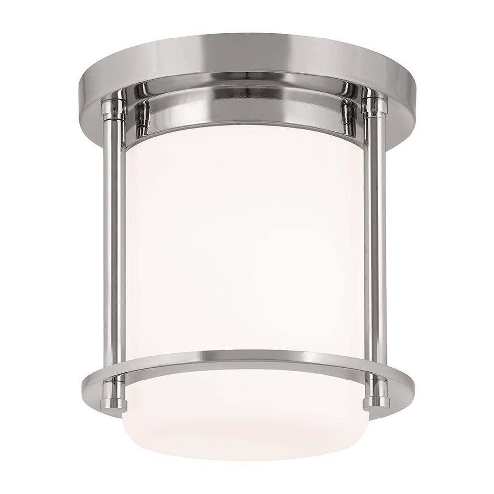 KICHLER 52596PN Brit 7.25 Inch 1 Light Flush Mount with Satin Etched Cased Opal Glass in Polished Nickel