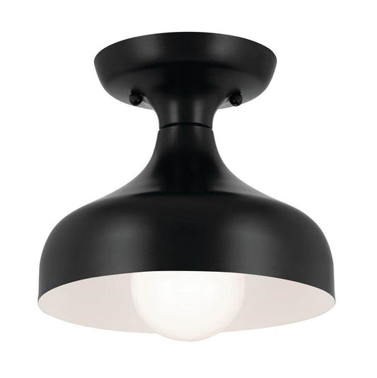 KICHLER 52599BK Sisu 6.75 Inch 1 Light Semi Flush in Black