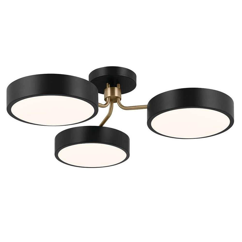KICHLER 52604BKCPZ Sago 40 Inch 3 Light Semi Flush with Clear Acrylic with Inside Satin Etch in Black and Champagne Bronze