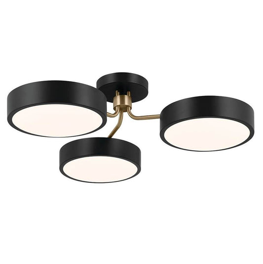 KICHLER 52604BKCPZ Sago 40 Inch 3 Light Semi Flush with Clear Acrylic with Inside Satin Etch in Black and Champagne Bronze