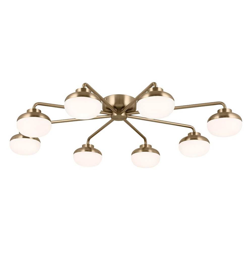 KICHLER 52608CPZ Remy 40.75 Inch 8 Light LED Flush Mount with Satin Etched Cased Opal Glass in Champagne Bronze