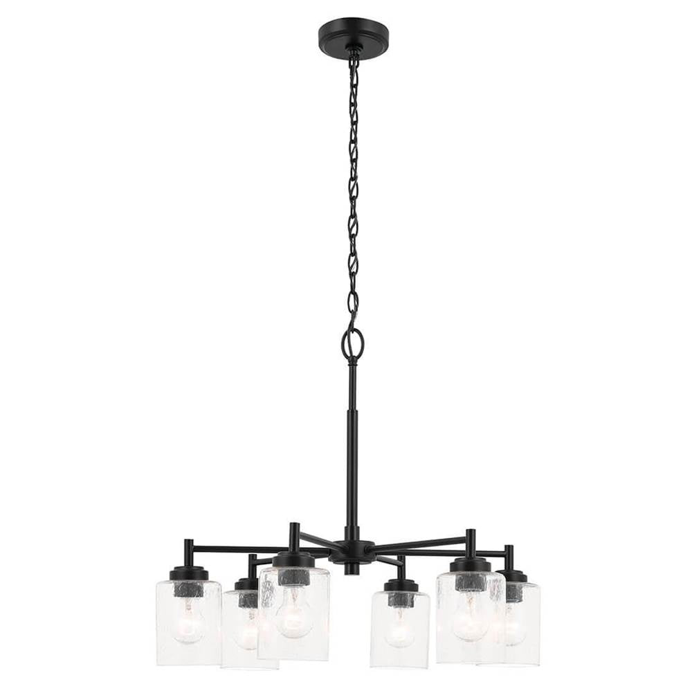 KICHLER 52616BK Winslow 26-Inch 6 Light Chandelier with Clear Seeded Glass in Black