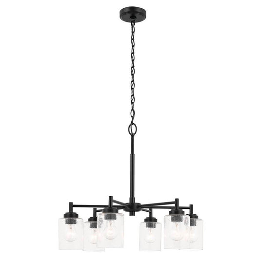 KICHLER 52616BK Winslow 26-Inch 6 Light Chandelier with Clear Seeded Glass in Black