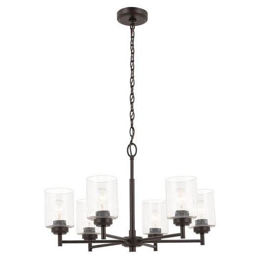 KICHLER 52616OZ Winslow 26-Inch 6 Light Chandelier with Clear Seeded Glass in Olde Bronze