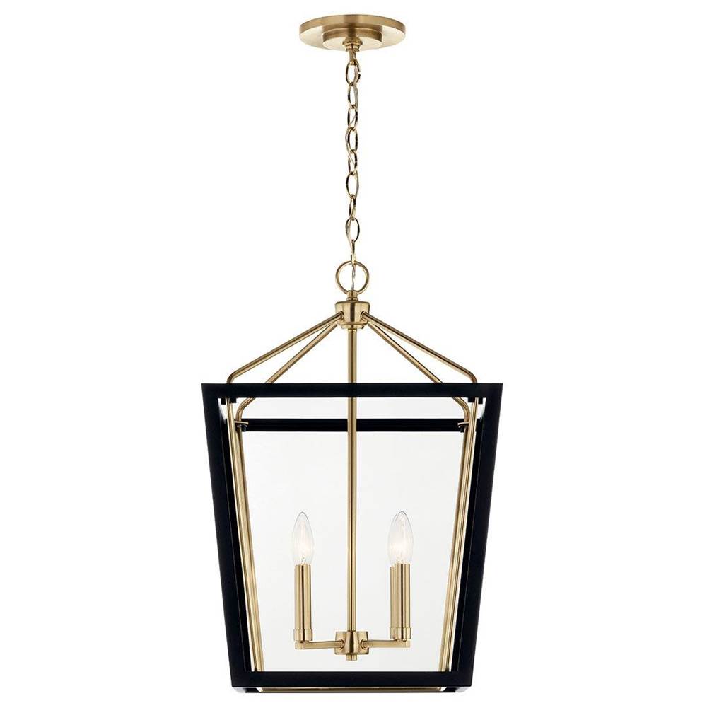 KICHLER 52619CPZBK Delvin 24 Inch 4 Light Pendant with Clear Glass in Champagne Bronze and Black