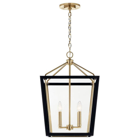 KICHLER 52619CPZBK Delvin 24 Inch 4 Light Pendant with Clear Glass in Champagne Bronze and Black