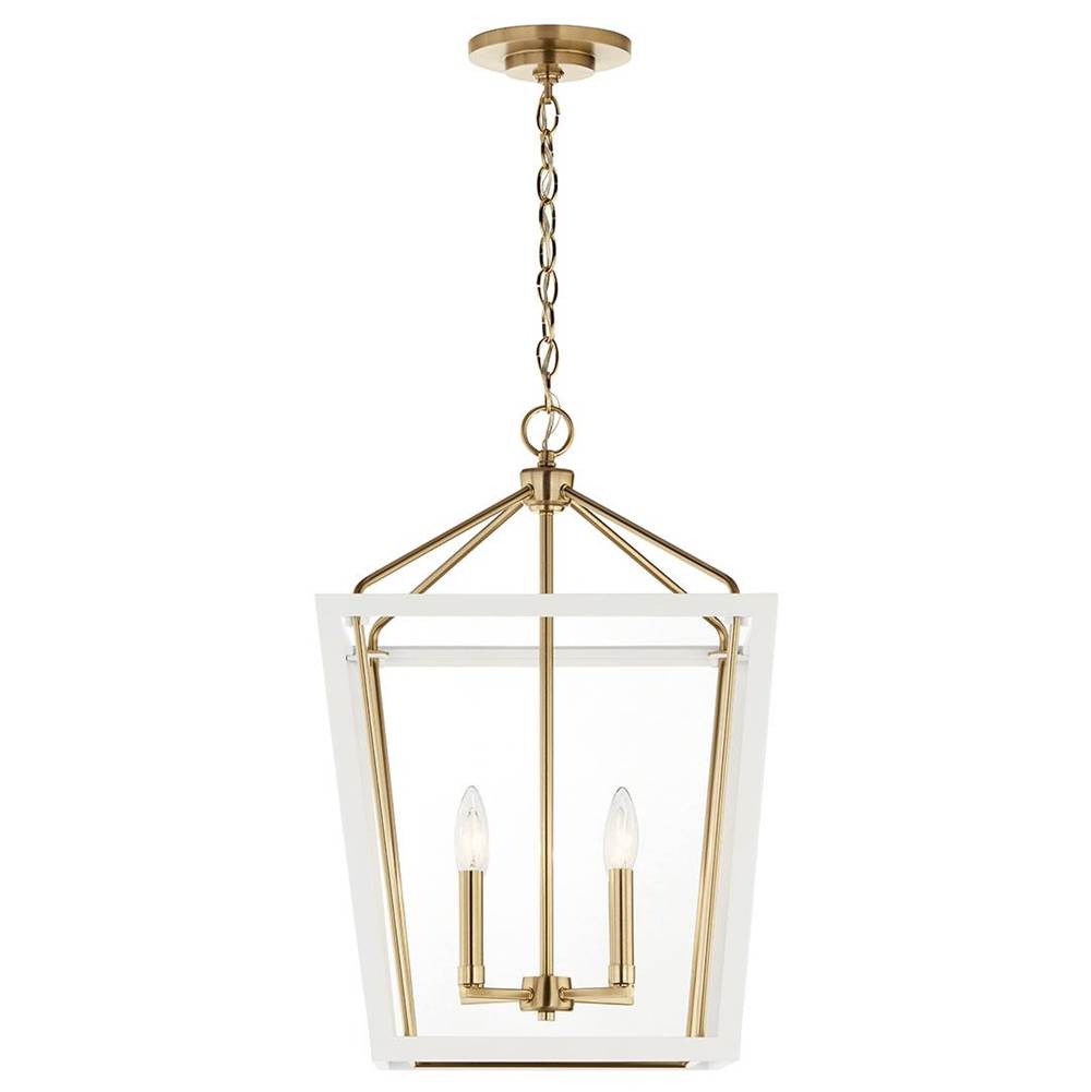KICHLER 52619CPZWH Delvin 24 Inch 4 Light Pendant with Clear Glass in Champagne Bronze and White