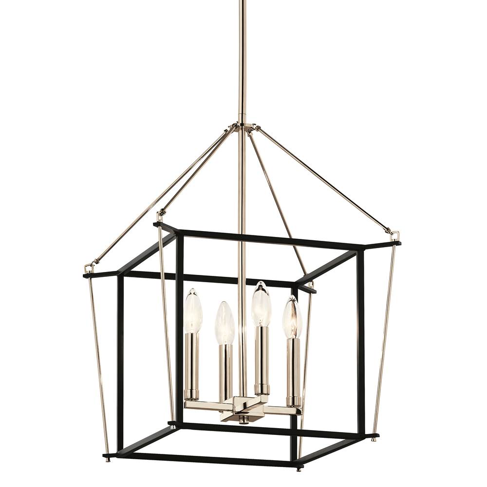KICHLER 52626PN Eisley 21.25 Inch 4 Light Foyer Pendant in Polished Nickel and Black