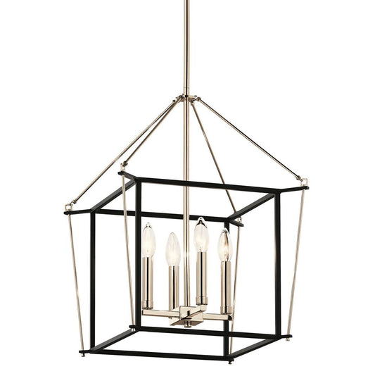KICHLER 52626PN Eisley 21.25 Inch 4 Light Foyer Pendant in Polished Nickel and Black