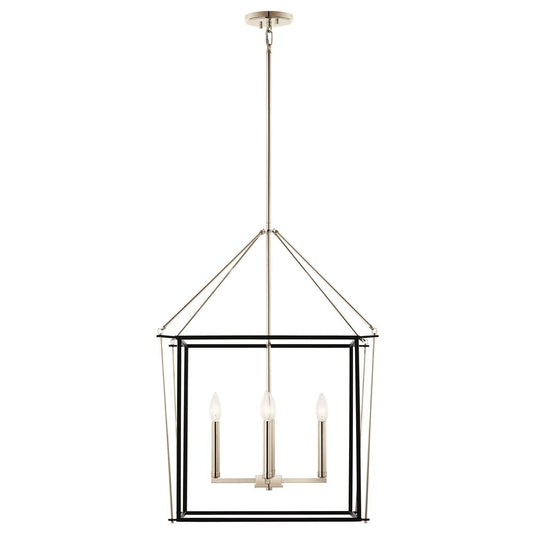 KICHLER 52627PN Eisley 30 Inch 4 Light Foyer Pendant in Polished Nickel and Black