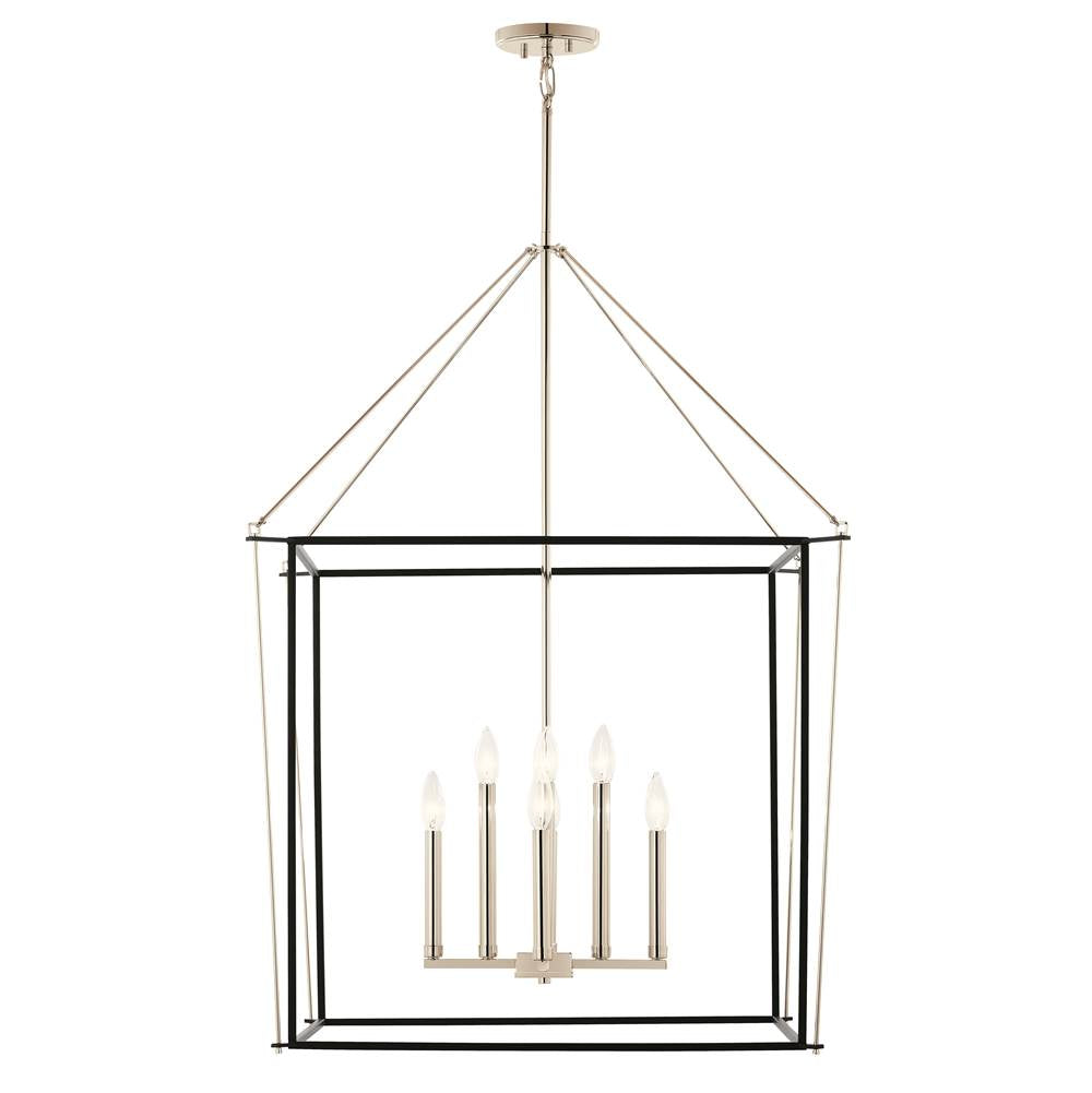 KICHLER 52628PN Eisley 40.25 Inch 8 Light Foyer Pendant in Polished Nickel and Black