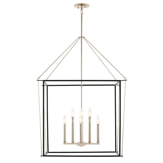 KICHLER 52628PN Eisley 40.25 Inch 8 Light Foyer Pendant in Polished Nickel and Black