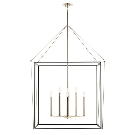 KICHLER 52629PN Eisley 50 Inch 8 Light 2 Tier Foyer Pendant in Polished Nickel and Black