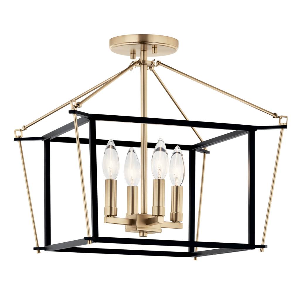 KICHLER 52633CPZ Eisley 14 Inch 4 Light Semi Flush Mount in Champagne Bronze and Black
