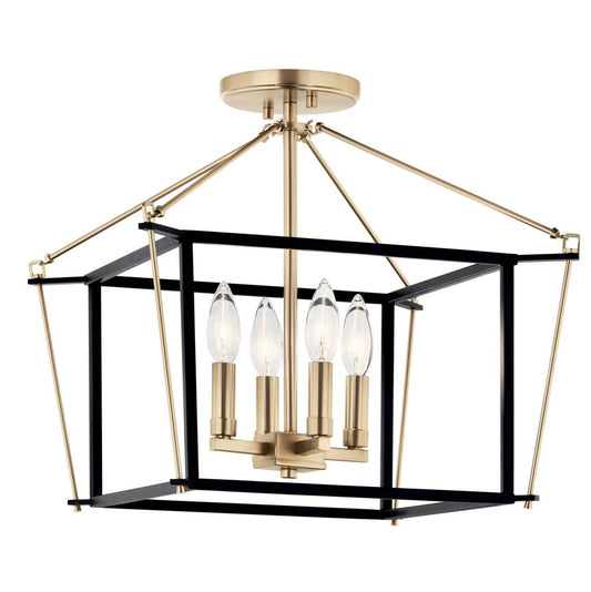 KICHLER 52633CPZ Eisley 14 Inch 4 Light Semi Flush Mount in Champagne Bronze and Black