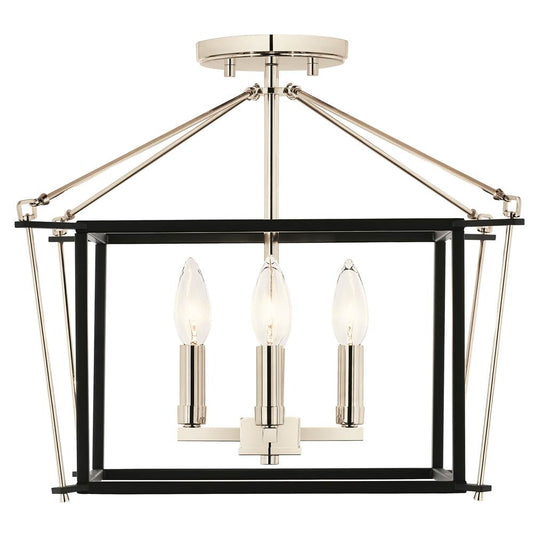 KICHLER 52633PN Eisley 14 Inch 4 Light Semi Flush Mount in Polished Nickel and Black